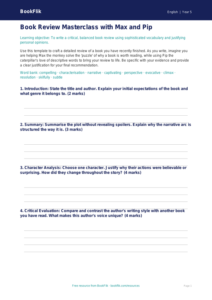 Free Book Review Template | Year 5 Greater Depth | BookFlik