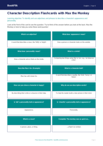 Free Character Description Flashcards | Year 4 Supported | BookFlik