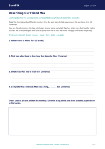 Free Character Description Track Sheet | Year 4 Supported | BookFlik