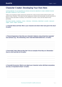 Free Character Description Template | Year 5 Core | BookFlik