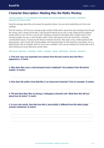 Free Character Description Track Sheet | Year 5 Core | BookFlik