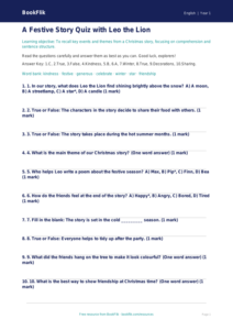Free Christmas Story Quiz | Year 1 Core | BookFlik