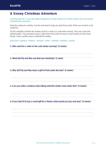 Free Christmas Story Worksheet | Year 1 Core | BookFlik