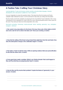 Free Christmas Story Worksheet | Year 5 Core | BookFlik