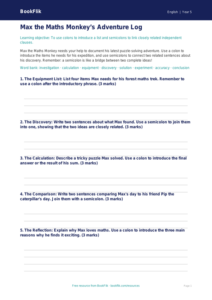 Free Colons And Semicolons Worksheet | Year 5 Grammar | BookFlik