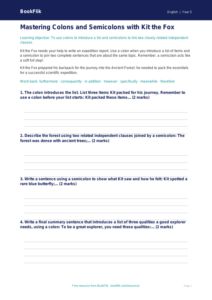 Free Colons And Semicolons Writing Frame | Year 5 Core | BookFlik