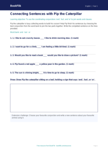 Free Conjunctions Activity Sheet | Year 1 Core | BookFlik