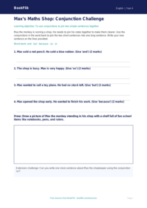 Free Conjunctions Activity Sheet | Year 4 Supported | BookFlik