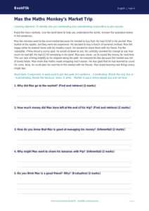 Free Conjunctions Comprehension | Year 4 Supported | BookFlik