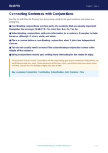 Free Conjunctions Poster | Year 4 Supported | BookFlik