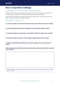 Free Conjunctions Worksheet | Year 4 Supported | BookFlik
