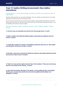 Free Creative Writing Assessment | Year 3 Core | BookFlik