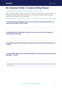 Free Creative Writing Template | Year 4 Supported | BookFlik