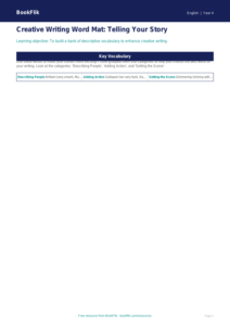 Free Creative Writing Word Mat | Year 4 Supported | BookFlik