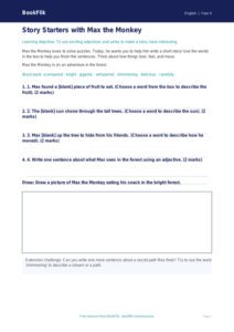 Free Creative Writing Worksheet | Year 4 Supported | BookFlik