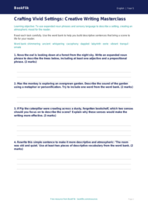 Free Creative Writing Worksheet | Year 5 Core | BookFlik