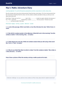 Free Diary Writing Activity Sheet | Year 4 Supported | BookFlik