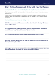 Free Diary Writing Assessment | Year 4 Supported | BookFlik