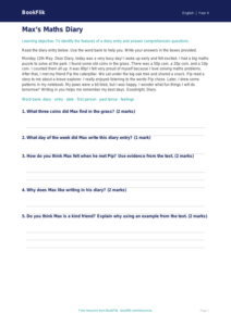 Free Diary Writing Comprehension | Year 4 Supported | BookFlik