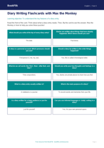 Free Diary Writing Flashcards | Year 4 Supported | BookFlik