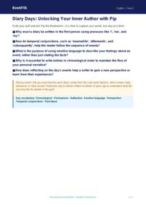 Free Diary Writing Poster | Year 4 Greater Depth | BookFlik