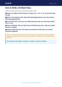 Free Diary Writing Poster | Year 4 Supported | BookFlik