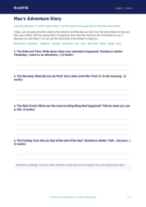 Free Diary Writing Template | Year 4 Supported | BookFlik