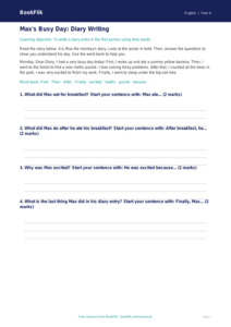Free Diary Writing Track Sheet | Year 4 Supported | BookFlik