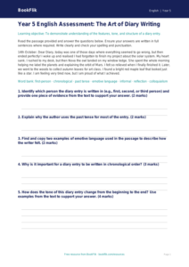 Free Diary Writing Assessment | Year 5 Core | BookFlik