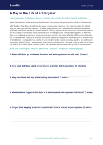 Free Diary Writing Comprehension | Year 5 Core | BookFlik