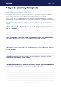 Free Diary Writing Worksheet | Year 5 Core | BookFlik