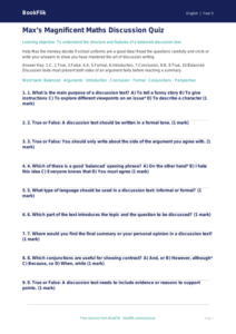 Free Discussion Texts Quiz | Year 5 Core | BookFlik