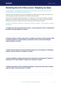 Free Discussion Texts Worksheet | Year 5 Core | BookFlik