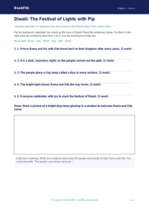 Free Diwali Story Activity Sheet | Year 4 Supported | BookFlik