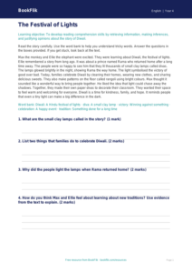 Free Diwali Story Comprehension | Year 4 Supported | BookFlik