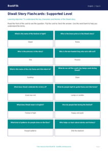 Free Diwali Story Flashcards | Year 4 Supported | BookFlik