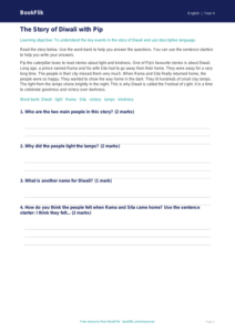 Free Diwali Story Track Sheet | Year 4 Supported | BookFlik