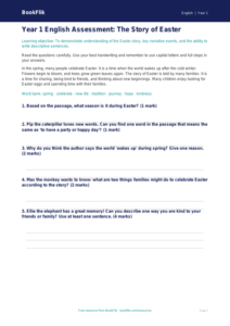 Free Easter Story Assessment | Year 1 Core | BookFlik