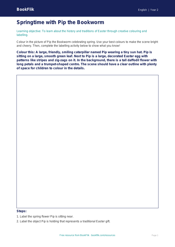 Free Easter Story Colouring Page | Year 2 Core | BookFlik worksheet preview — English Easter Story