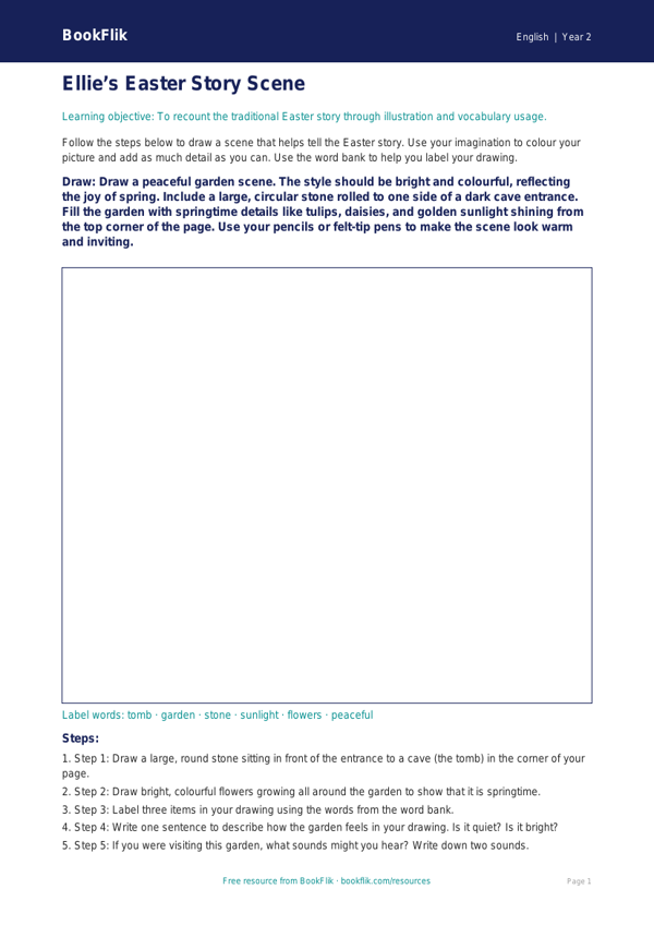 Free Easter Story Drawing Sheet | Year 2 Core | BookFlik worksheet preview — English Easter Story