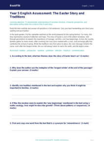Free Easter Story Assessment | Year 5 Core | BookFlik