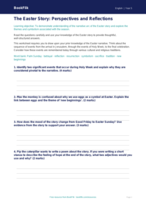 Free Easter Story Worksheet | Year 5 Core | BookFlik