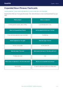 Free Expanded Noun Phrases Flashcards | Year 4 Supported | BookFlik