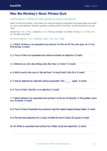 Free Expanded Noun Phrases Quiz | Year 4 Supported | BookFlik