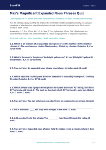 Free Expanded Noun Phrases Quiz | Year 5 Core | BookFlik