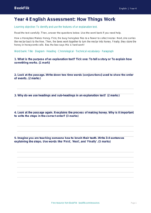 Free Explanation Texts Assessment | Year 4 Supported | BookFlik
