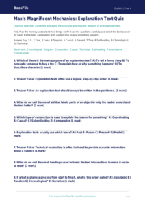 Free Explanation Texts Quiz | Year 4 Greater Depth | BookFlik
