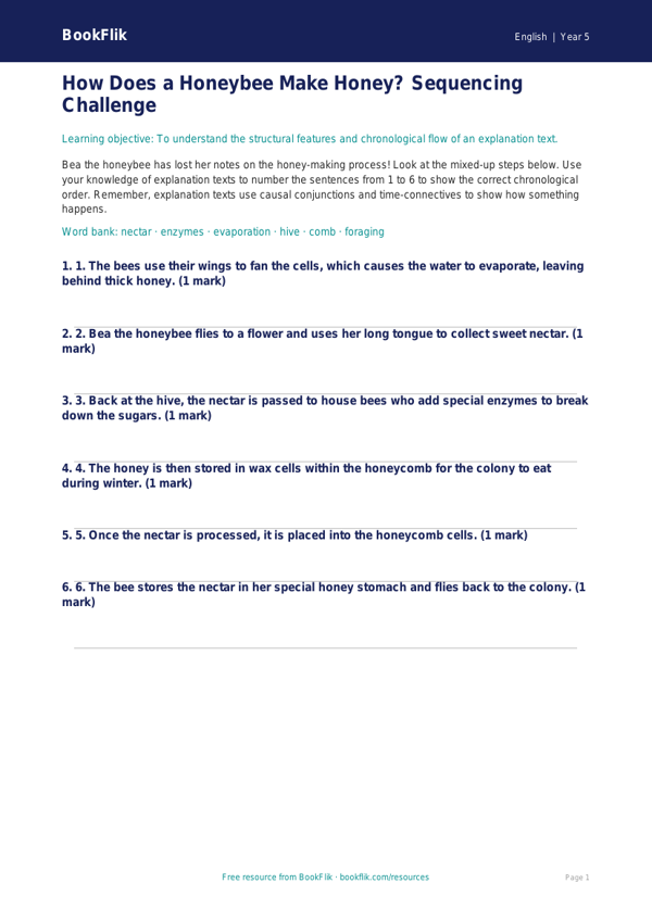 Free Explanation Texts Activity Sheet | Year 5 Core | BookFlik worksheet preview — English Explanation Texts