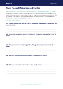 Free Figurative Language Activity Sheet | Year 3 Core | BookFlik