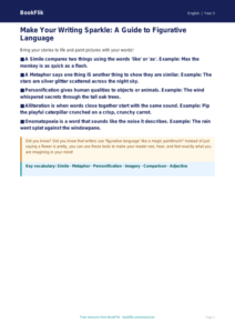Free Figurative Language Poster | Year 3 Core | BookFlik